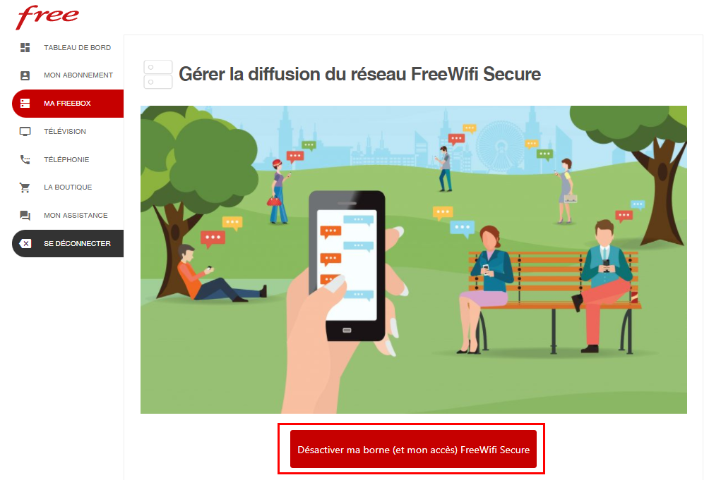 Panneau de configuration Freebox - Comment supprimer le Free WIFI Secure